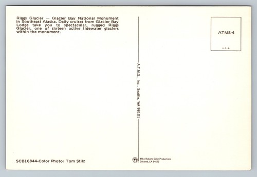Riggs Glacier Bay National Monument in Alaska Vintage Postkarte ohne Post - Bild 2 von 2