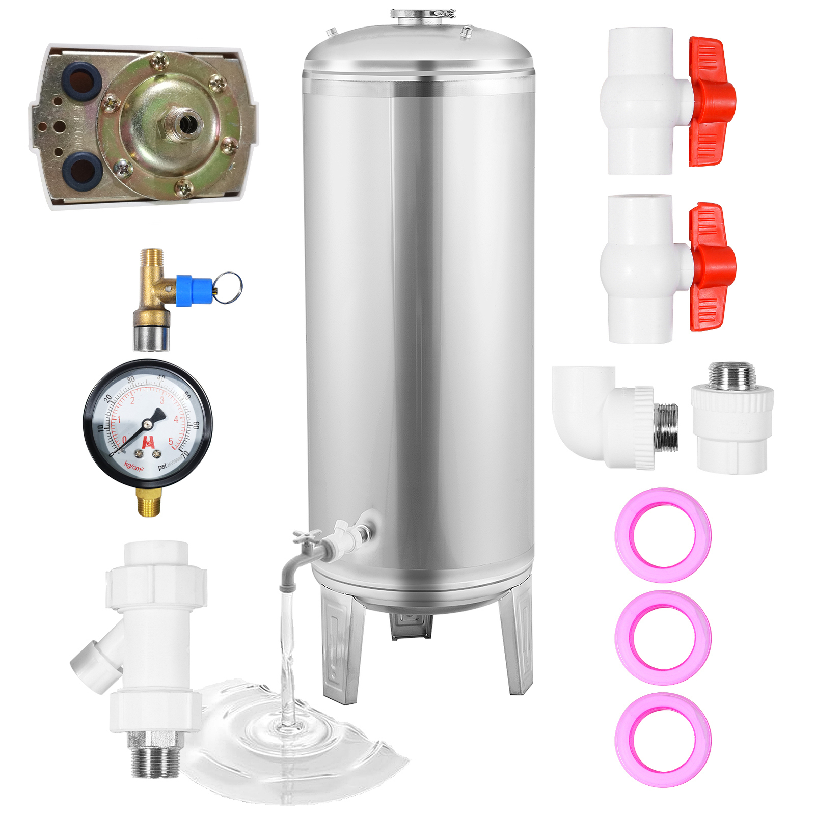 52.8 Gal Pressurized Well Tank Stainless Steel Water Pressure Tank For Well