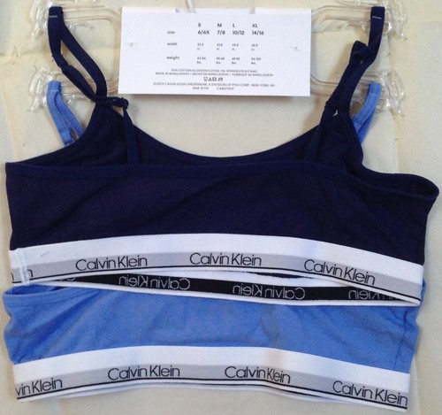 NWT CALVIN KLEIN GIRLS MODERN COTTON 1 BLUE 1 NAVY BLUE BRALETTE BRA SMALL 6-6X - Picture 2 of 2