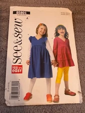 Butterick Pattern B5801 Little Girls EZ SEE & SEW Raised Waist Dress & Top  3-6