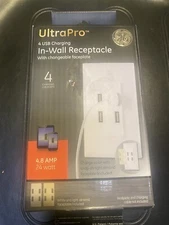 NEW GE UltraPro 4-Port USB In-Wall Receptacle (White & Ivory | 4.8 AMP, 24 Watt)