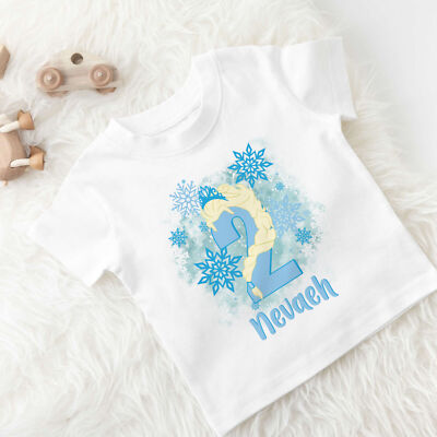 Frozen Birthday T-Shirt Winter Thema Mädchen T-Shirt personalisiert Geburtstag Top
