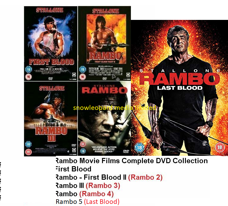 RAMBO 1-5 DVD COMPLETE COLLECTION 1 2 3 4 5 MOVIE FILM Brand New