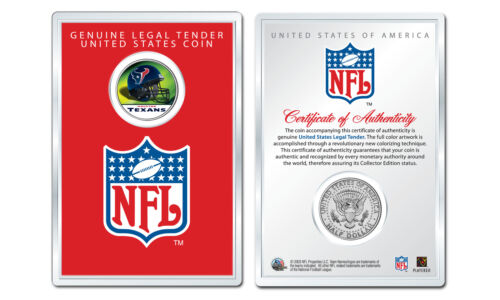 HOUSTON TEXANS NFL Helmet JFK Half Dollar U.S. Coin w/ NFL Display Case LICENSED - Picture 1 of 1