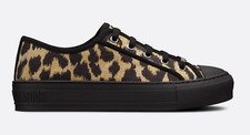Dior Walk'N'Dior Black Beige Leopard Lace Up Flat Low Top Trainer Sneaker 39