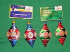 Vintage Teardrop Christmas Ornaments 4pc Flat Metal Multicolor 1980s — photo 1