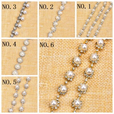 1 Yard Kunstperlen Strass Kette Borte Aufnähen Zum Selbermachen Hochzeit Custom Dekor Handwerk
