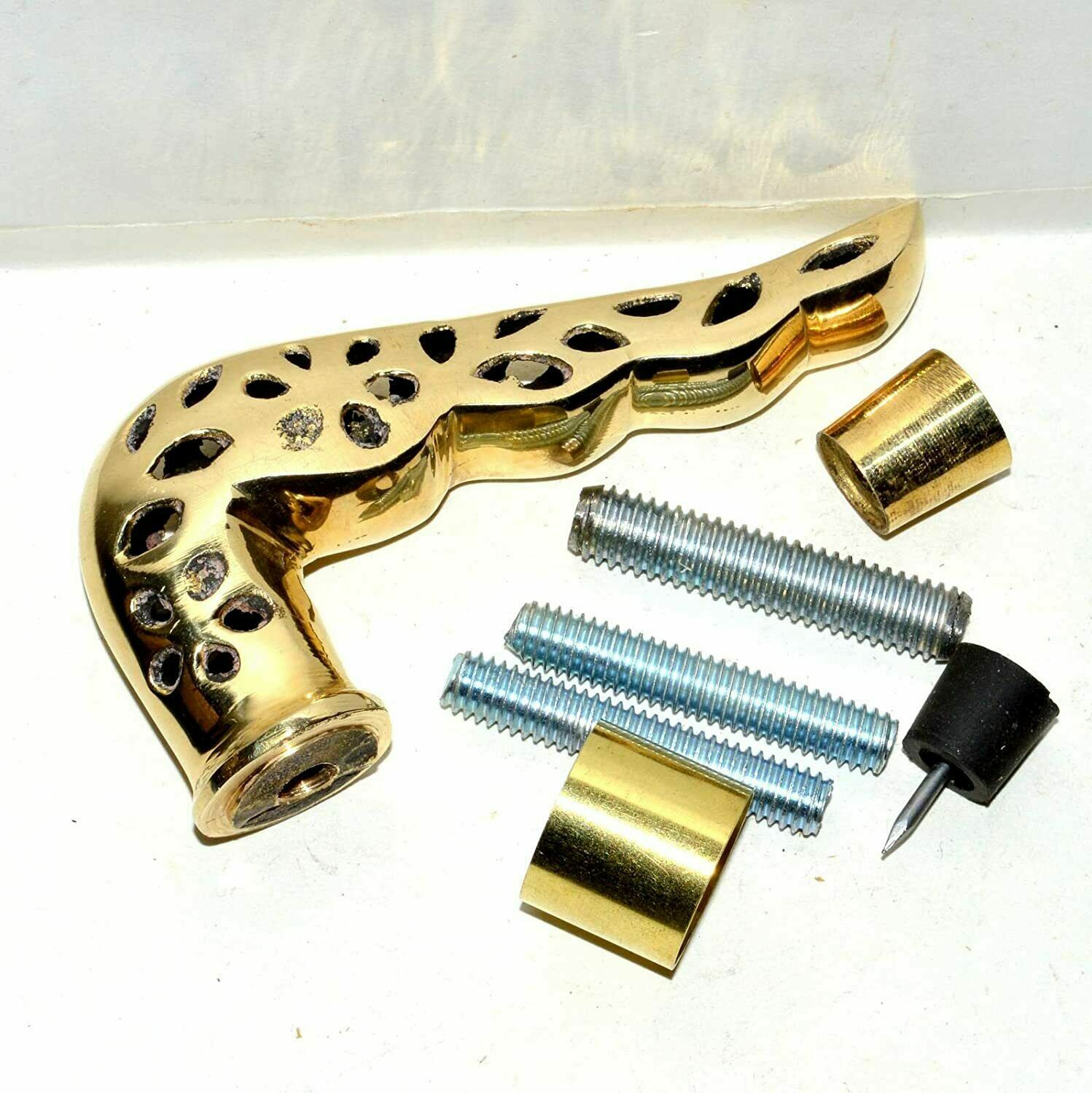 Antique Brass Design Handle Walking Cane Stick Vintag… Gem