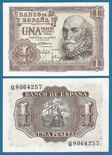 Spain 1 Peseta P 144a 1953 UNC ( P 144 a )