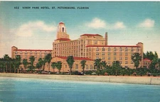 Linen Postcard ~ St. Petersburg, Florida, Vinoy Park Hotel