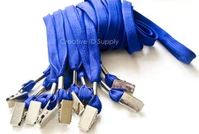 WHOLESALE 100 PCS ROYAL BLUE NECK FLAT LANYARD ID BADGES STRAP WITH BULLDOG CLIP