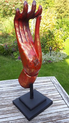 60cm handgefertigt Holz Hand Buddha Thailand Buddhismus Feng Shui
