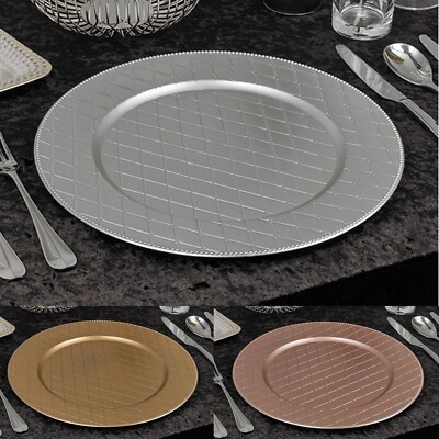 33cm Christmas Dinner Charger Plates Placemat Table Setting Diamond Cross  Set 12