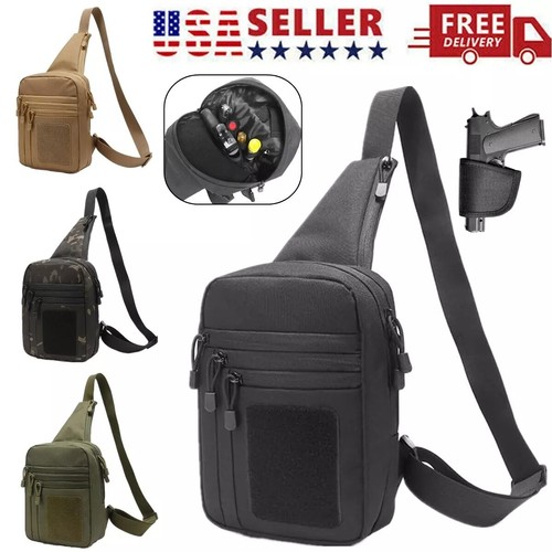 Tactical Shoulder Chest Pack Range Bags Concealed Carry Crossbody Gun Sling Bag - Picture 2 of 21