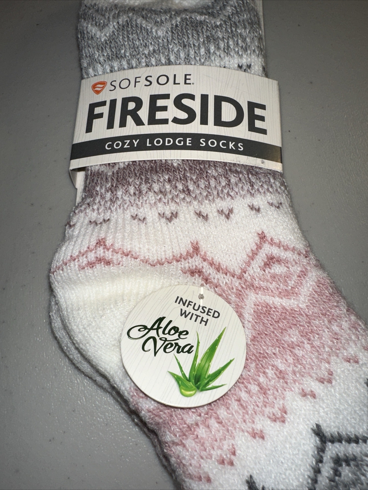 SAOLA Calzini da donna bianchi e rosa Sole Fireside accoglienti da lodge taglia 5 10 infusi con aloe