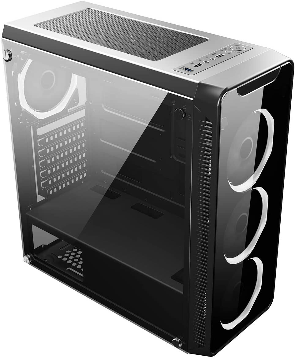 PC Gaming Case, MidTower ATX, CiT Blaze 6 Halo SingleRing Red LED