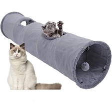 Collapsible Cat Tunnel Toy in suede, Large cat tunnels for indoor