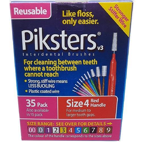 Piksters Interdental Brushes Size 4 Red 1 Pack of 35 eBay