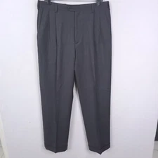 Zanella Vtg Wool Trousers Pants Men's Size 34  Pleated Cuffed Straight Leg