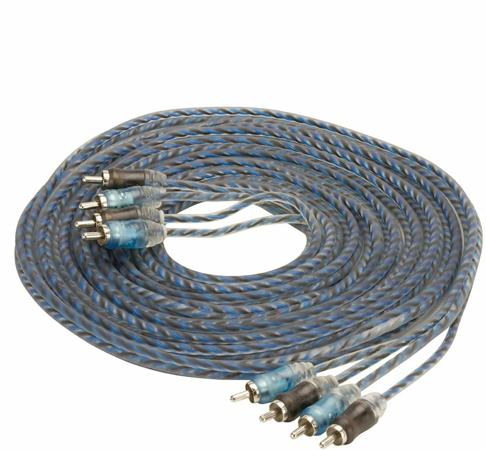 Blue 12 Feet 4 Channel RCA Interconnect Cable Stereo Wire Twisted Pair