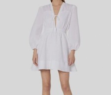  450 Milly Women's White Ellen Peasant Minidress Size 4
