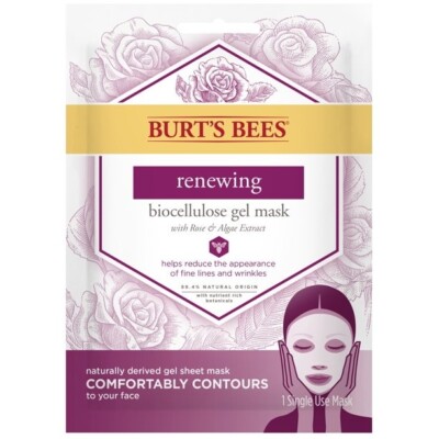 Burt s Bees Renewing Biocellulose Gel Mask With Rose & Algae Extract Face Mask 