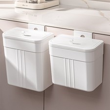 Hanging Cupboard Door Waste Bin Kitchen Bathroom Rubbish Bin With Lid Trash Can