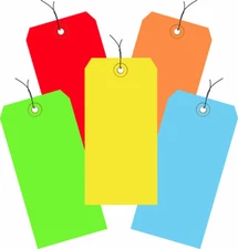 Shipping Tags Wired, 4 3/4"L X 2 3/8"W 1000-Pack | Assorted Colors Shipment Tag