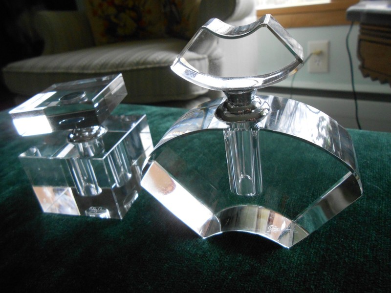 Vintage Stunning Oleg Cassini Clear Crystal Perfume Bottles
