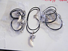 Lot 4 Wolves Necklaces White Resin Teeth Wolf Head Tibet Silver 17" to 19" New!