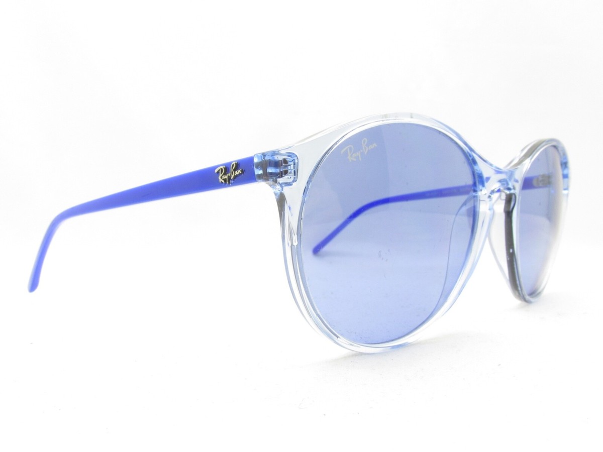 RAY-BAN RB 4371 6401/76 ROUND HORN RIM BLUE SUNGLASSES ITALY 55-18 