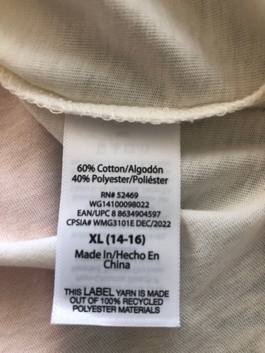 WONDER NATION Cropped Top Size 14-16 XL Girls Polyester Cotton Cream Black NWOT - Picture 10 of 11
