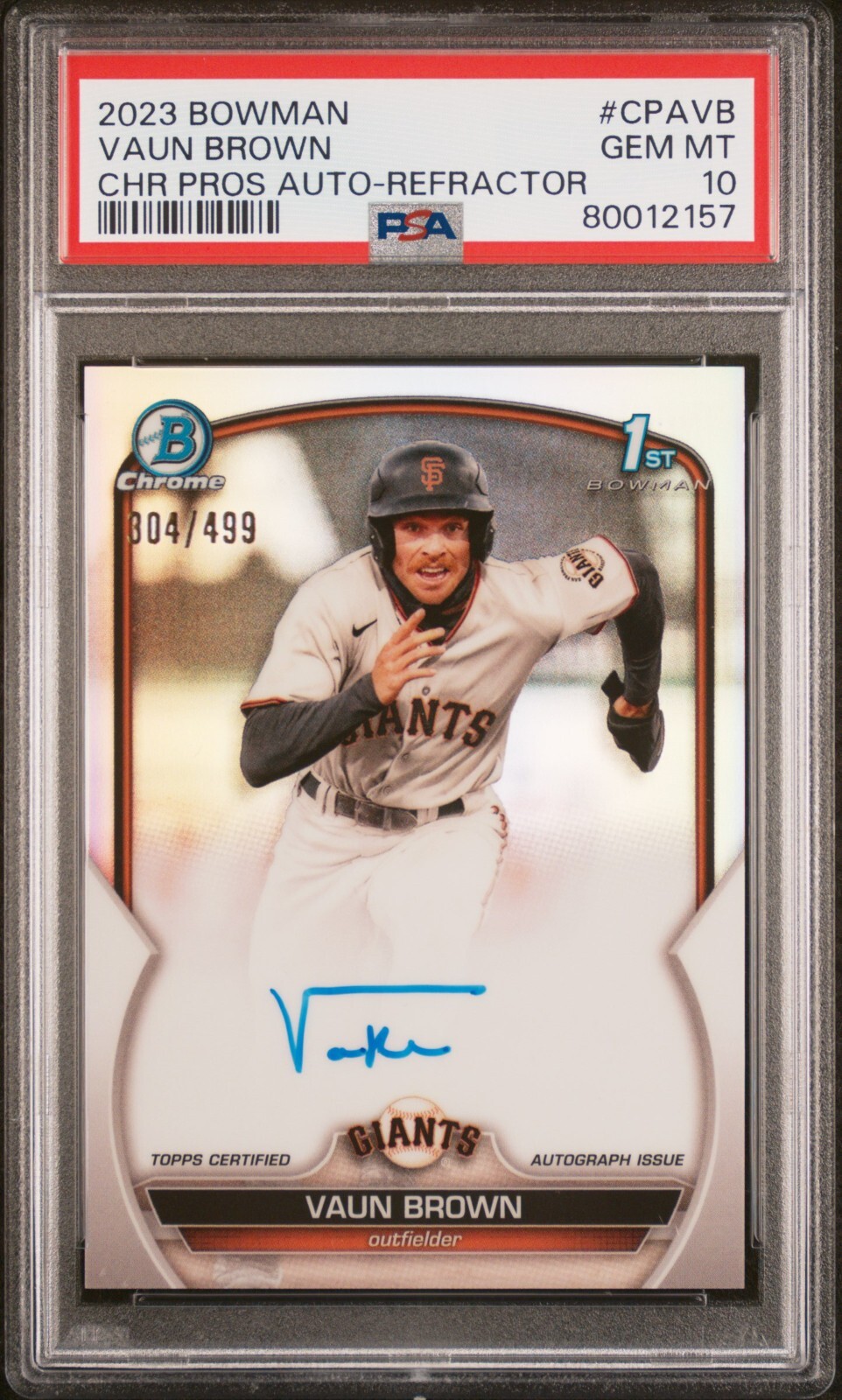 2023 Bowman Chrome Refractor #CPA-VB Vaun Brown Giants Auto PSA 10 /499