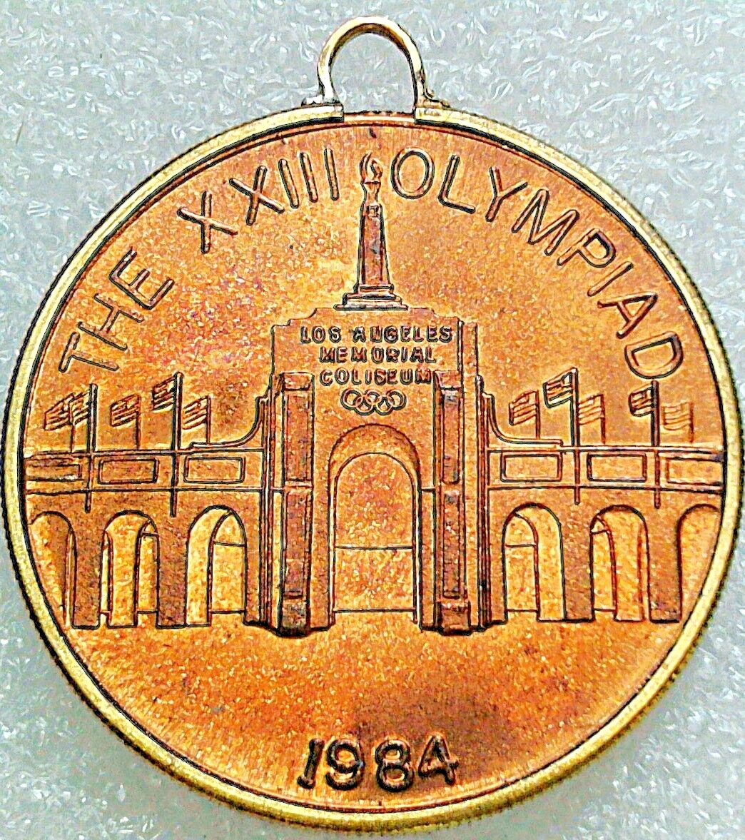 1984 Los Angeles Coliseum - Olympic Torch Bearer - Bronze Round Coin Souvenir