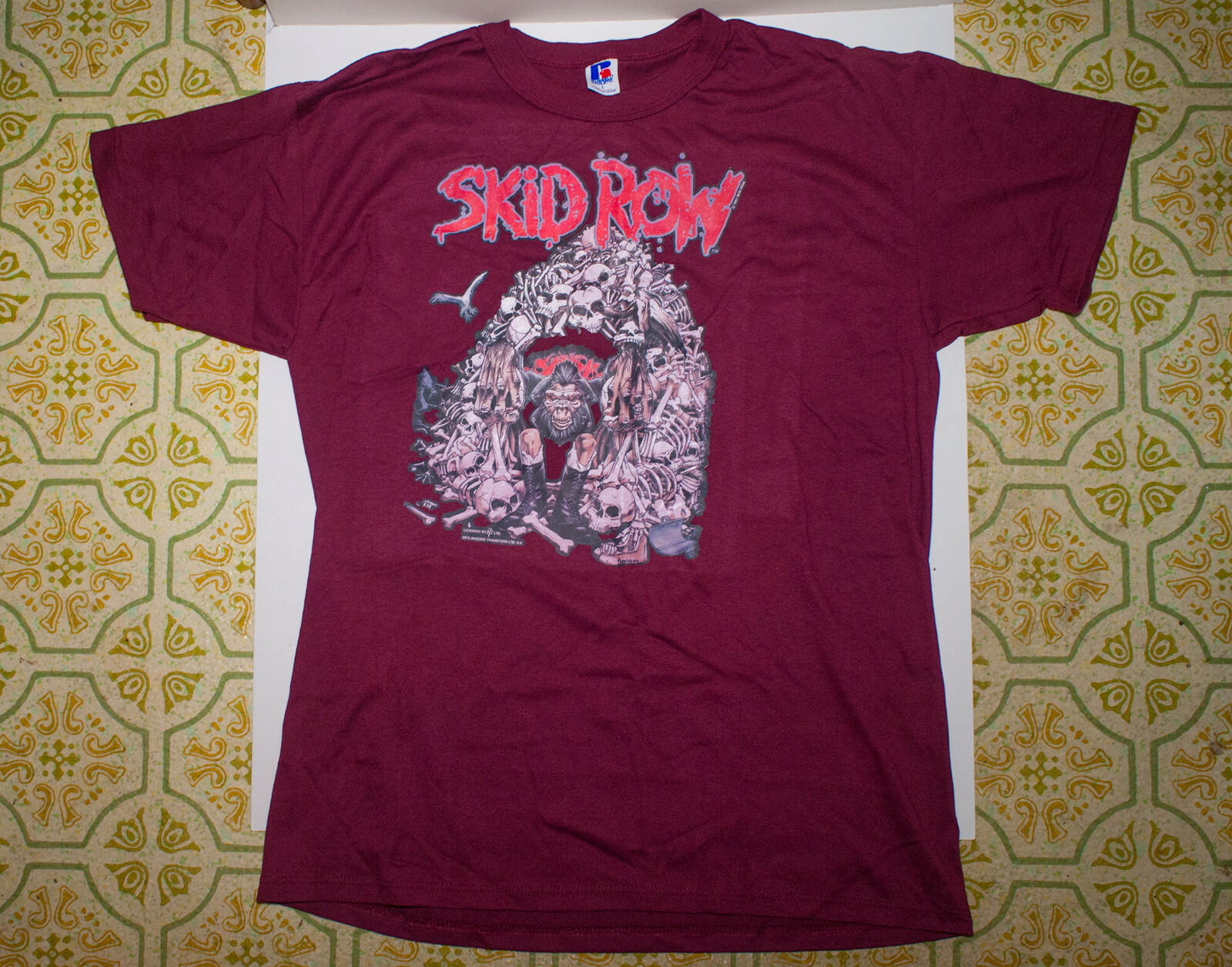 FILA T shirt vintage anni '90 Skid Row punto singolo band concerto metal nuova schiava da grind M L