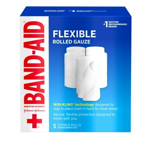 Johnson & Johnson Band-Aid Medium Rolled Gauze 3 inch x 2.1 yard 5 Count 3 Pack - Picture 2 of 2