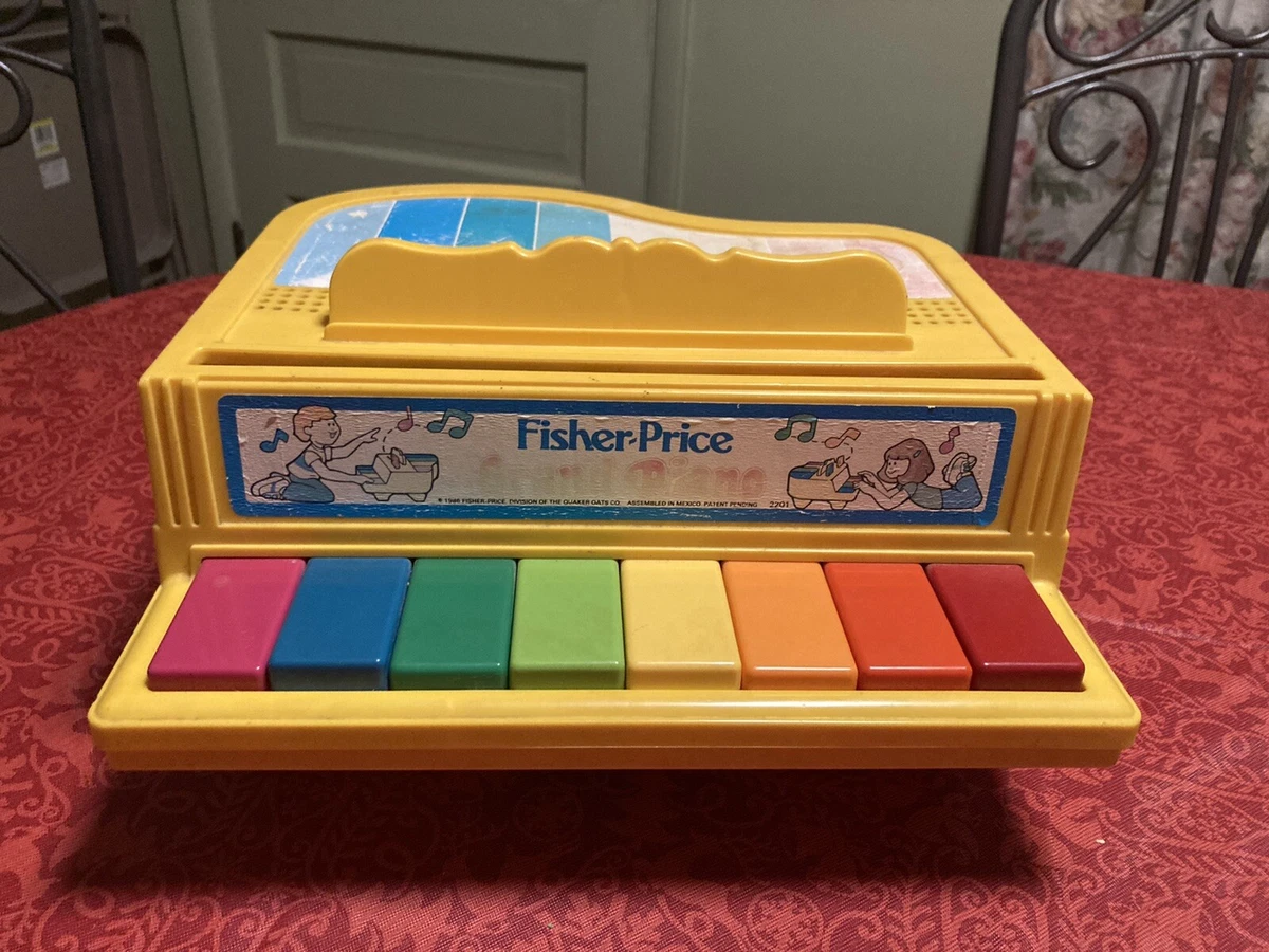 FISHER PRICE GRAND PIANO Working Music Jouet Instrument Vintage 1986 Jaune