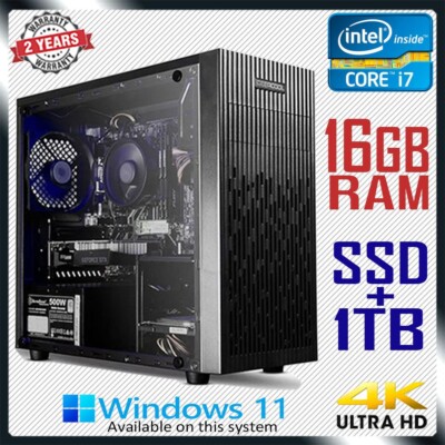 Intel Core i7 Quad Gaming PC Computer 16GB RAM SSD 1TB