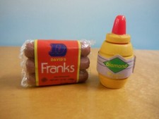 BARBIE KITCHEN LITTLES HOT DOGS MUSTARD BOTTLE BONUS KETCHUP FREE SHIPPING