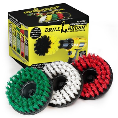 #ad Drill Brush Drill Powered 3 pc. Scrub Brush Kit Glass Leather Kitchen Deck $21.89