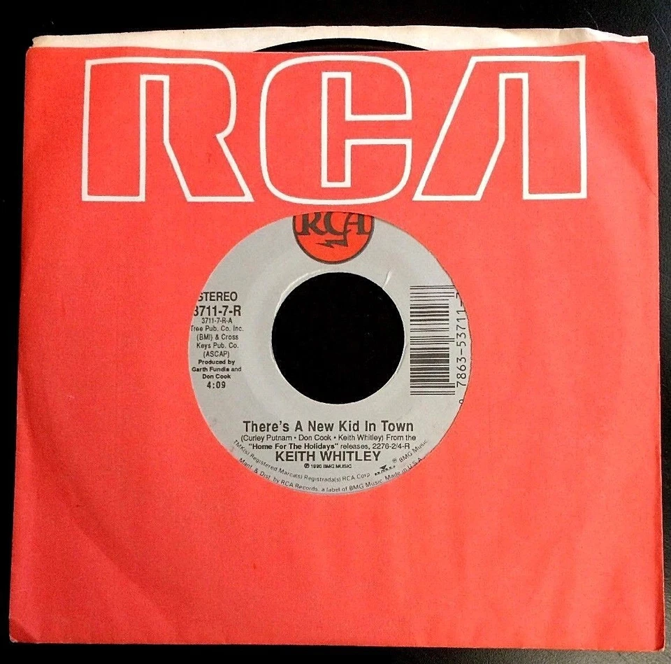 Keith Whitley - There's A New Kid In Town / A Christmas Letter 45 NEAR MINT 1990 - Image 2 of 4