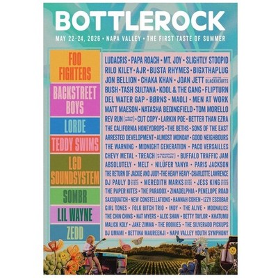 BottleRock Napa Valley Festival May 22 24 2026 Lineup Poster