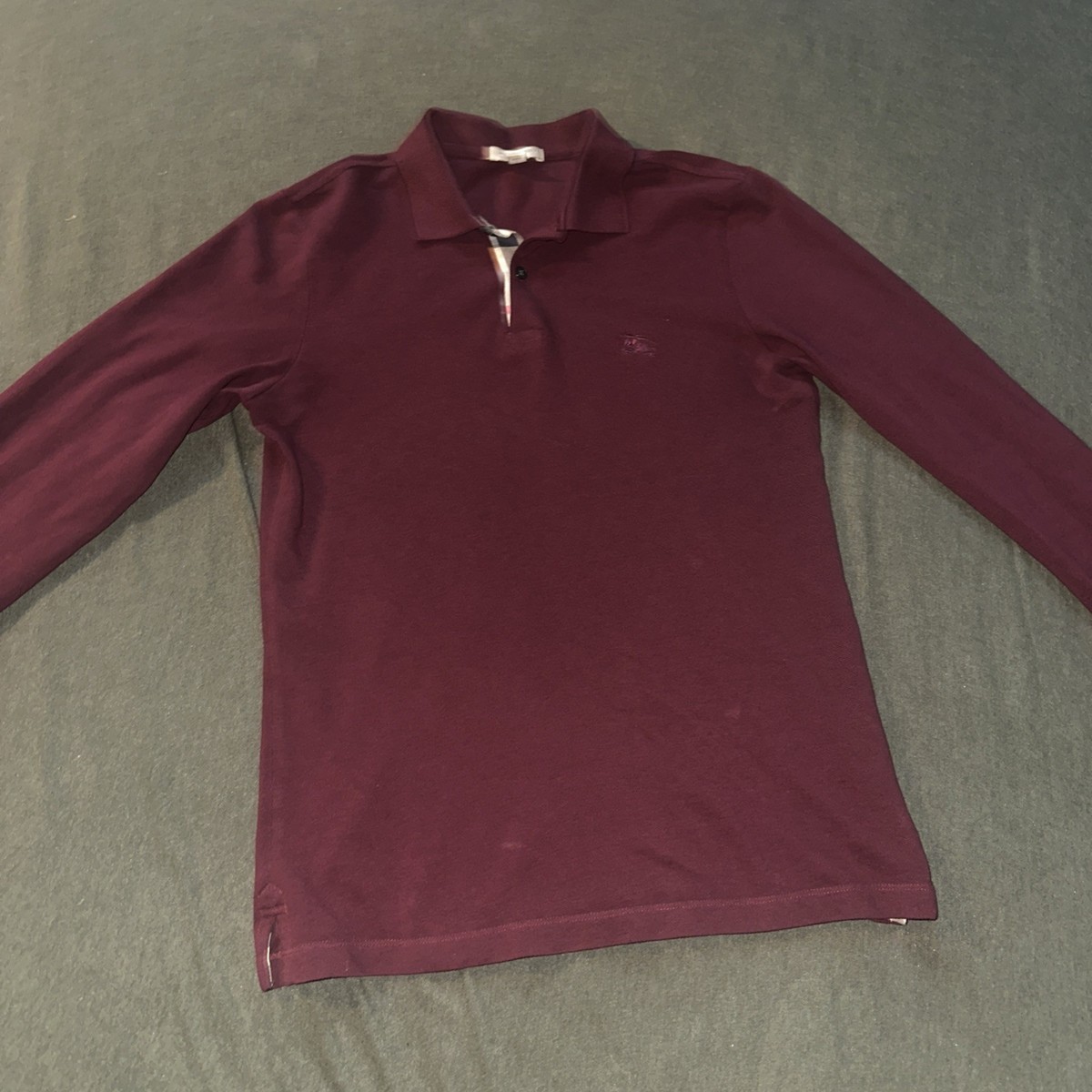 Burberry Brit Polo Shirt Long Sleeve S Burgundy Men's