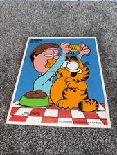 Vtg Garfield Jim Davis Playskool 1978 Wood Tray 7 Pc Puzzle Let's Trade 250-7