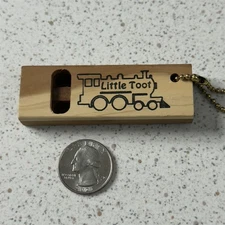 Oak Glen California Little Toot Train Wood Whistle Souvenir Keychain Key Ring