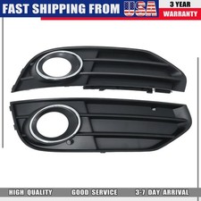 2Pcs LH & RH Front Bumper Fog Light Grilles Set FOR 2010-2016 Audi A4 Allroad B8