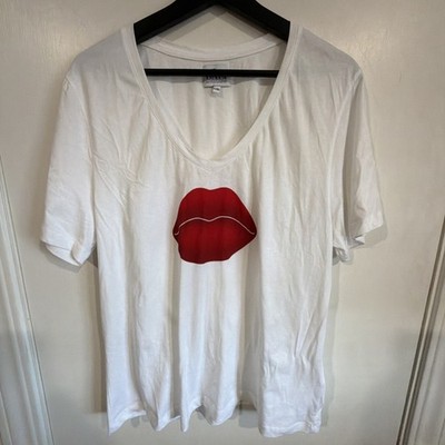Dali  Mae West Lips  Women s Graphic Print T-shirt V-neck L/XL Made In Portugal 