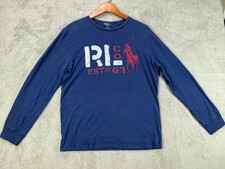 Polo Ralph Lauren Boys Size 18 20 Blue Long Sleeve T Shirts XL RL Logo Logo Crew