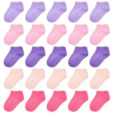 LAETBBE 25 Pairs Toddler Socks, Girls Socks Kids 4-7 Years, 1 Pink purple