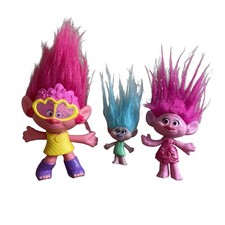 Troll Doll Collection Lot Of 3 Poppy Friend Pink Hair Blue Hair